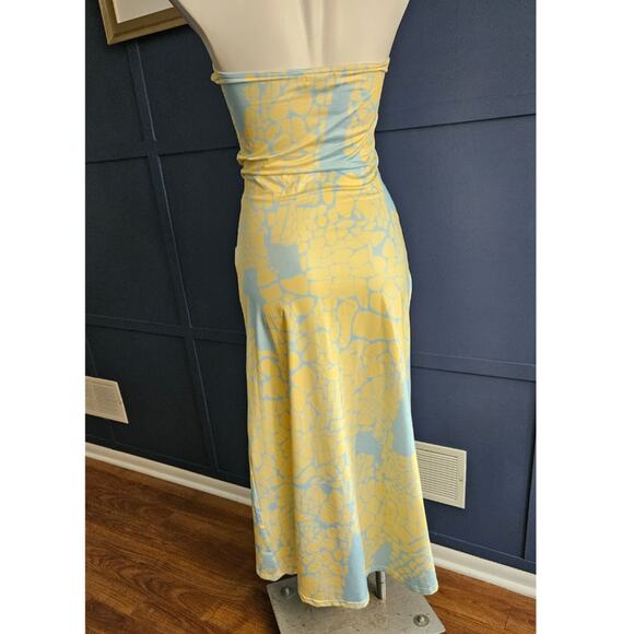 Chic Me Blue and Yellow Snake Print Strapless Dress sz M - Picture 4 of 5
